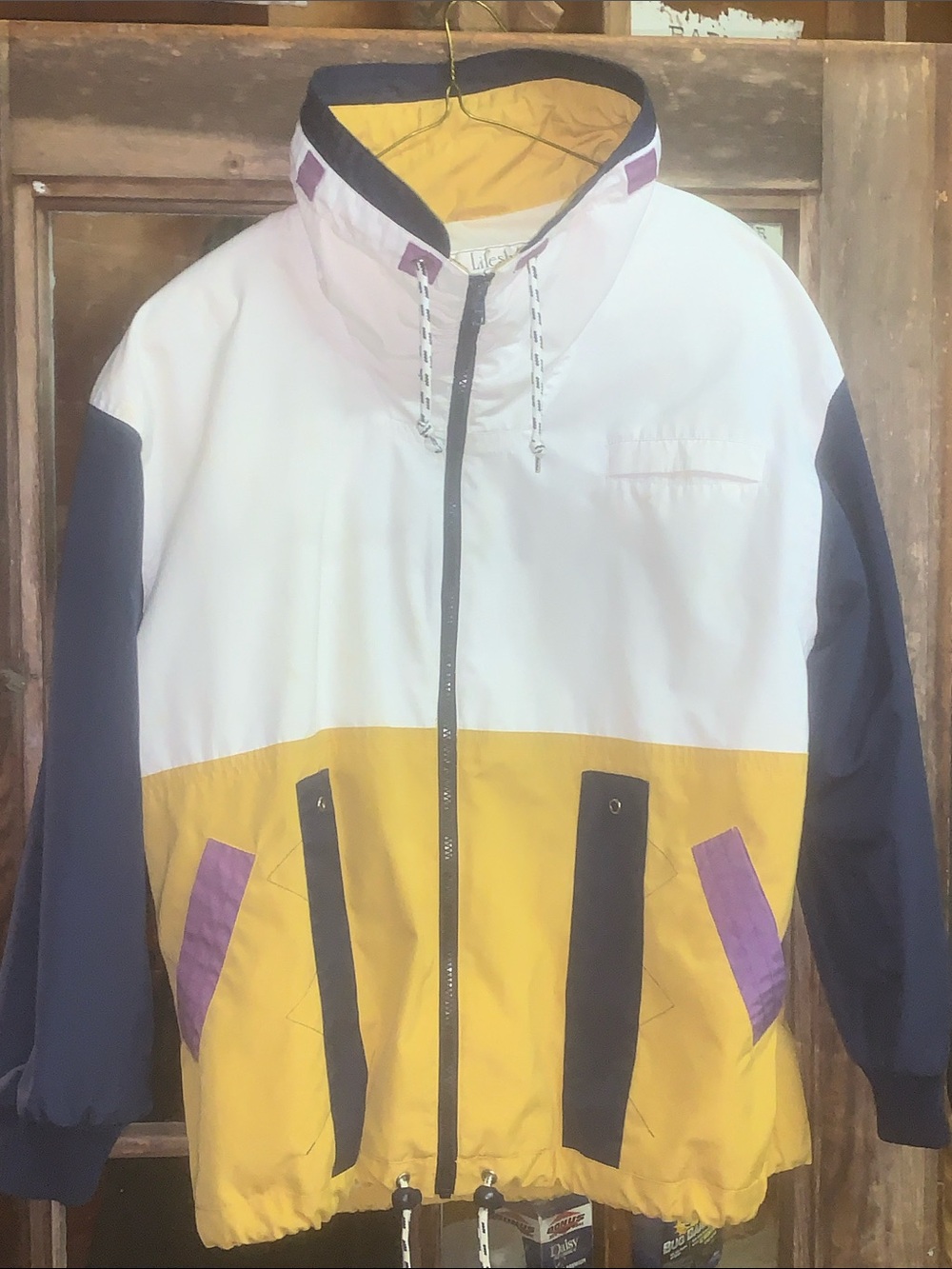 Throwback. 1990/1980s’ cotton zip jacket 
Color block